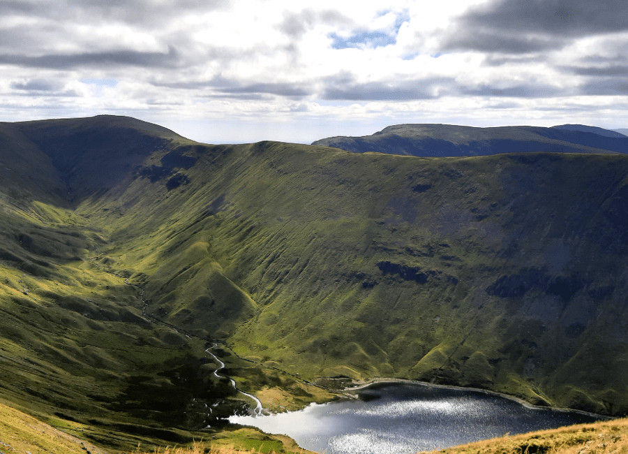 Looking at Hayswater and Gray Crag from the Knott, High Street Lake District