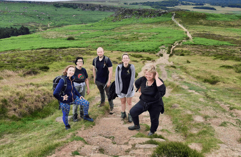 Group on Higger Tor and View of Karl Walk Fort Peak District (2)