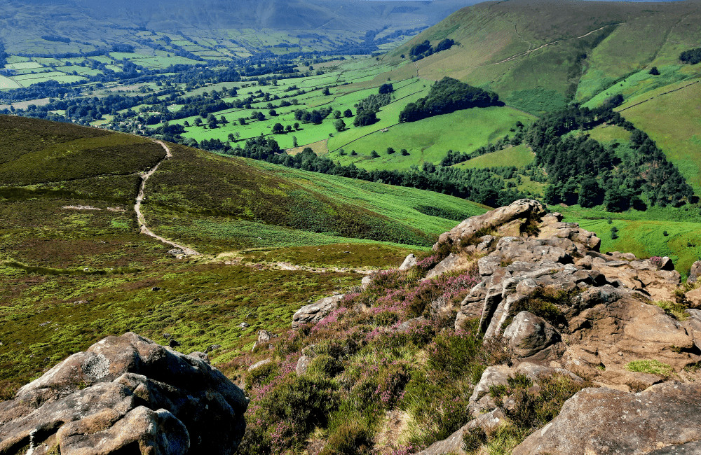 View over Edale from Kinder Scout South Peak District